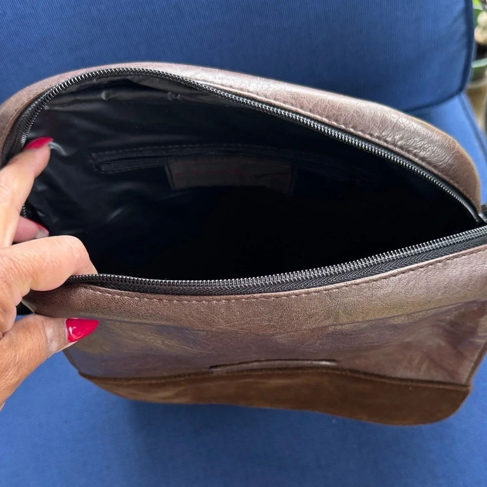 Outbrooks Dark Brown Leather Messenger Bag for Men